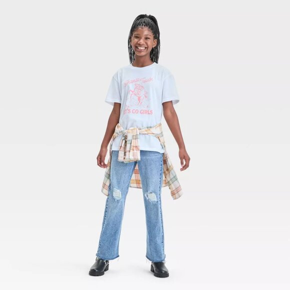 NEW Girls' Shania Twain 'Let's Go Girls' Oversized Graphic T-Shirt - White Small - Picture 3 of 8